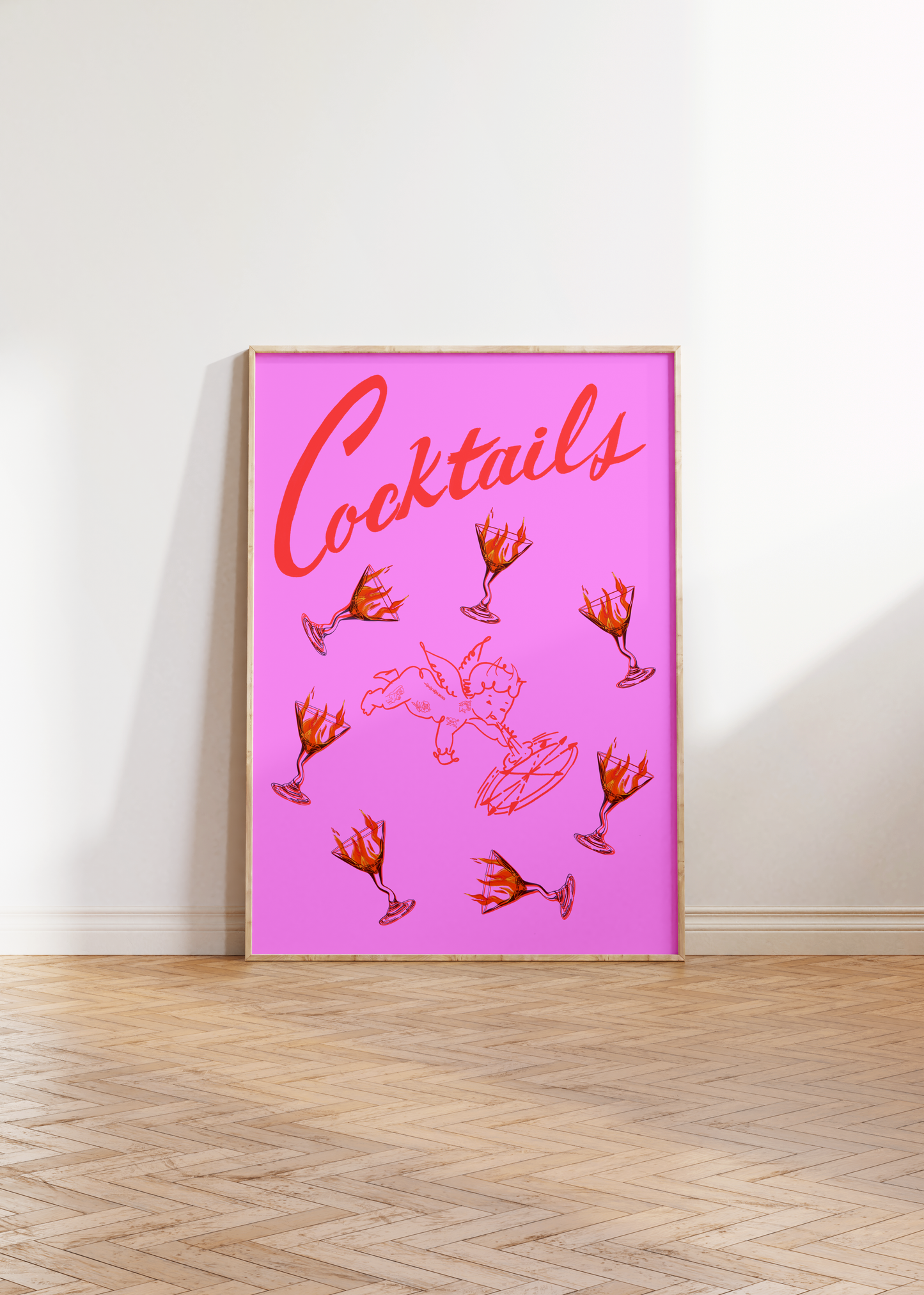 Cherub Martini Cheers Digital Print, Alcohol Prints, Bar Cart Art, Bar Printable Art, Cocktail Wall Art, Kitchen Wall Decor, Martini Print, pink