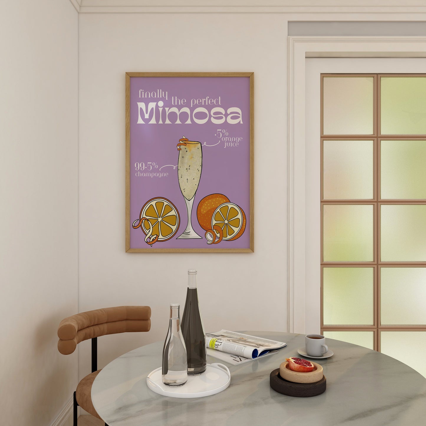 99% Champagne Mimosa Digital Print, Bar Sign, Bar Cart Art, Apartment Decor Aesthetic, Trendy Posters, Mid Century Modern, Wall Decor, Best Selling Art, Bar Cart Art