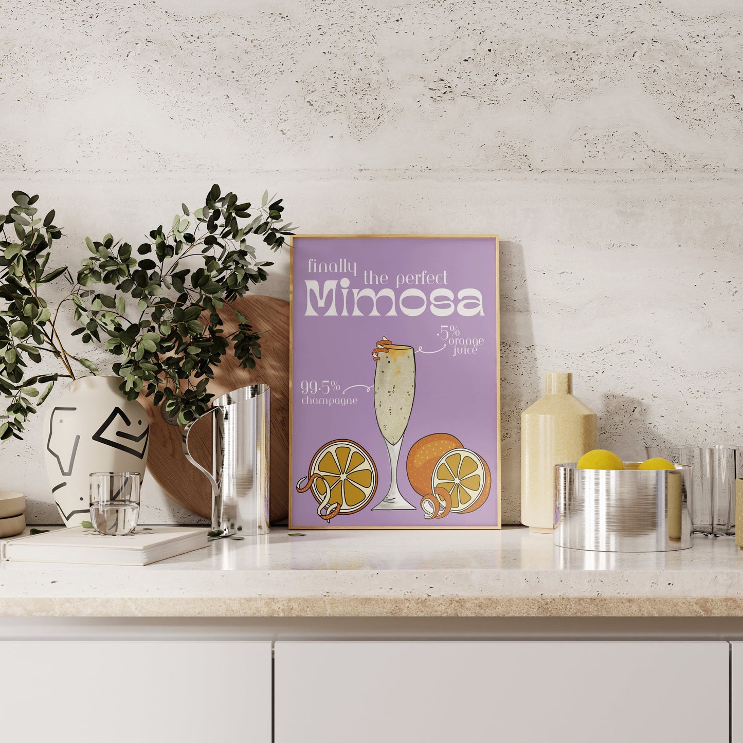 99% Champagne Mimosa Digital Print, Bar Sign, Bar Cart Art, Apartment Decor Aesthetic, Trendy Posters, Mid Century Modern, Wall Decor, Best Selling Art, Bar Cart Art
