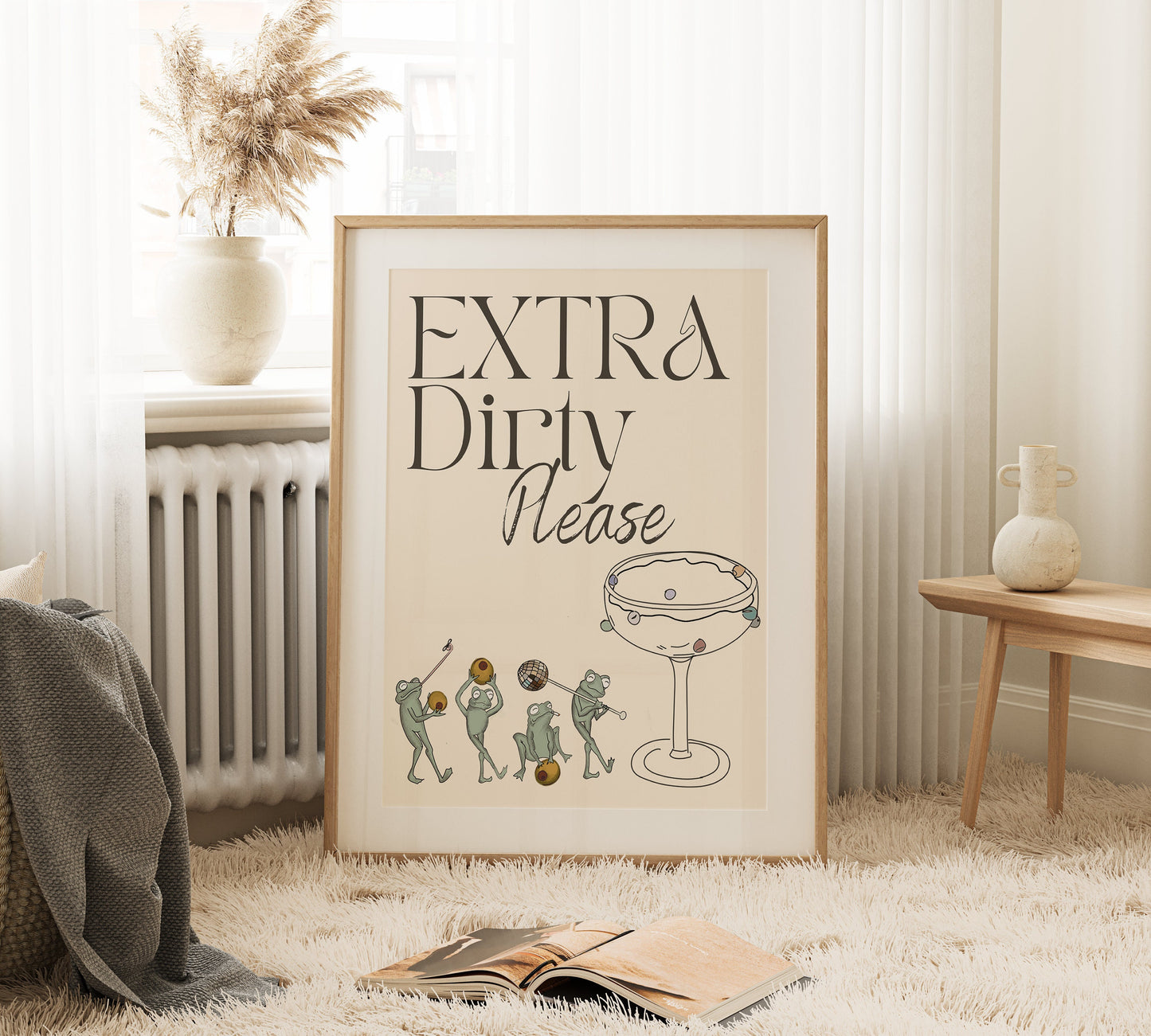Retro Martini Frogs Wall Digital Print, Apartment Decor Aesthetic, Trendy Posters, Positive Poster, Bar Cart Wall Decor, Bar Cart Accessories, Art