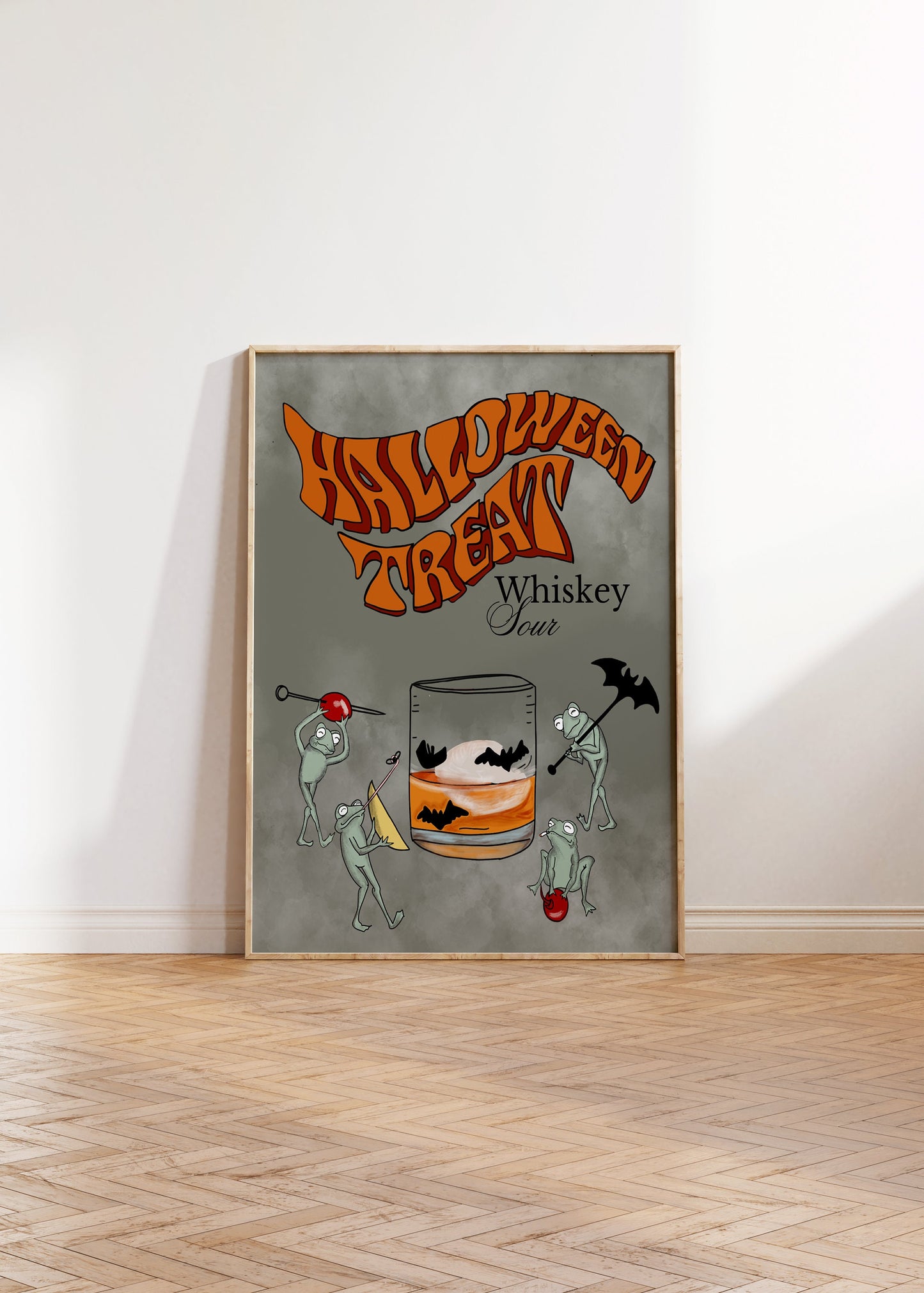 Retro Halloween Martini Frogs Digital Print, Alcohol Prints, Bar Cart Art, Bar Printable Art, Cocktail Wall Art, Kitchen Wall Decor, Vintage Print