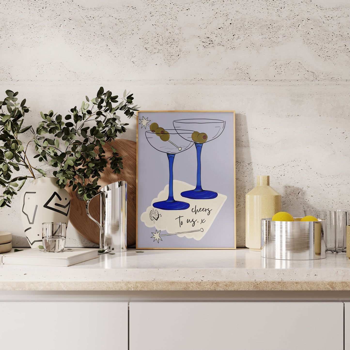 Cheers To Us Martini Digital Print, Coquette Decor, Kitchen Decor, Bar Cart Art, Bar Cart Aesthetic, Bar Cart Print, Cocktail Napkin Wall Art