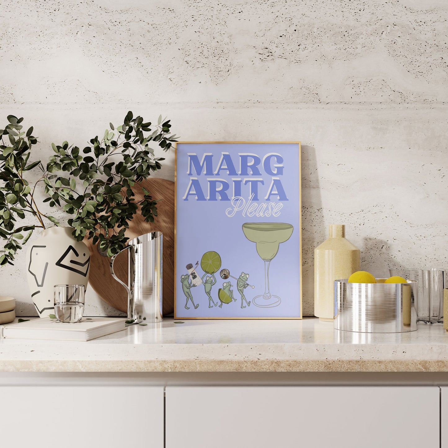 Retro Margarita Frogs Digital Print, Alcohol Prints, Bar Cart Art, Bar Printable Art, Cocktail Wall Art, Kitchen Wall Decor, Margarita Print