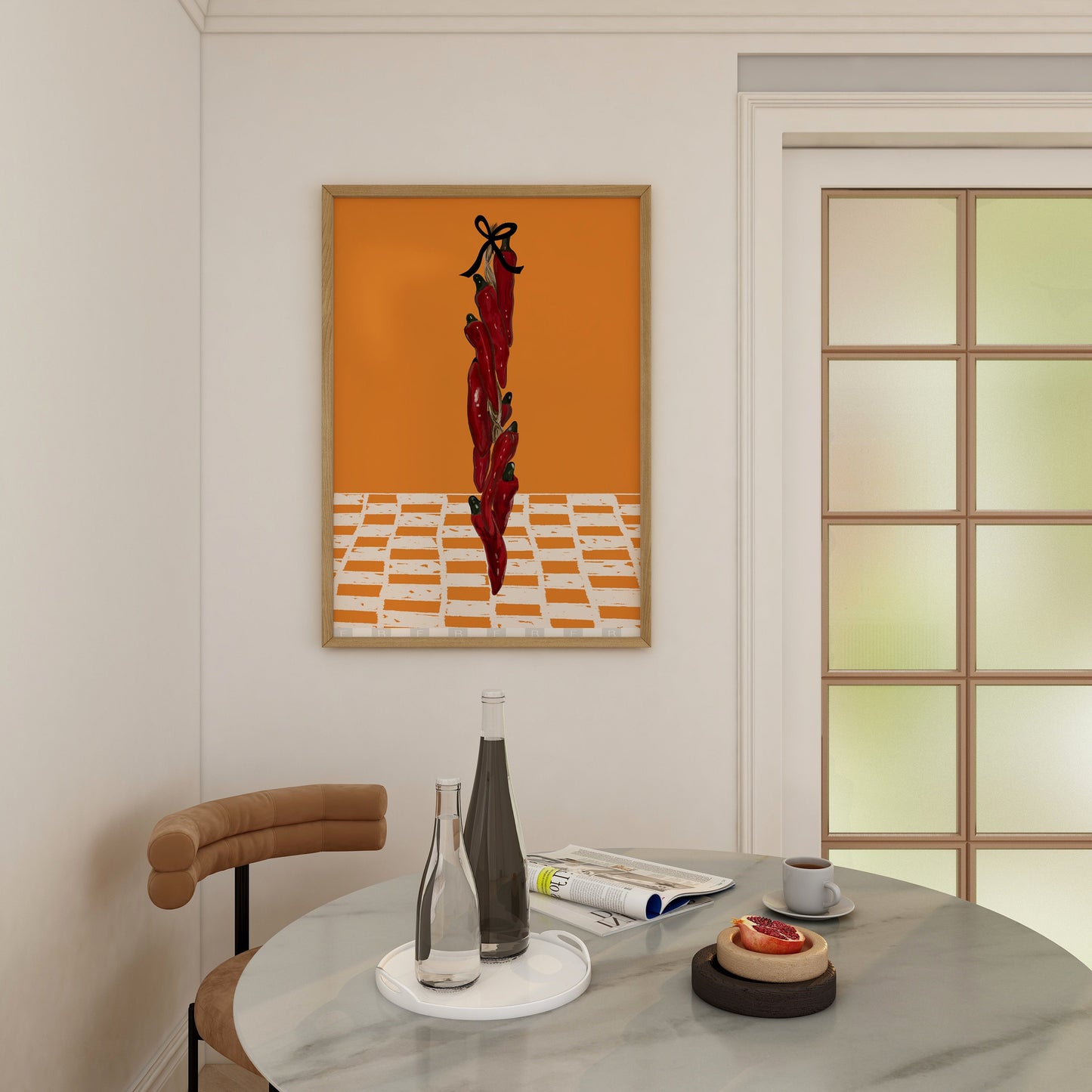 Spicy Peppers Digital Print, Hot Chili Pepper Print, Kitchen Art, Bar Cart Art, Food Wall Art, Kitchen Wall Decor, Checkered Print, Vintage Art