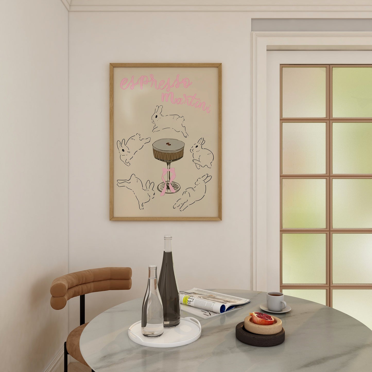 Espresso Martini Bunny Print, Alcohol Prints, Bar Cart Art, Bar Printable Art, Cocktail Wall Art, Kitchen Wall Decor, Rabbit, Coquette