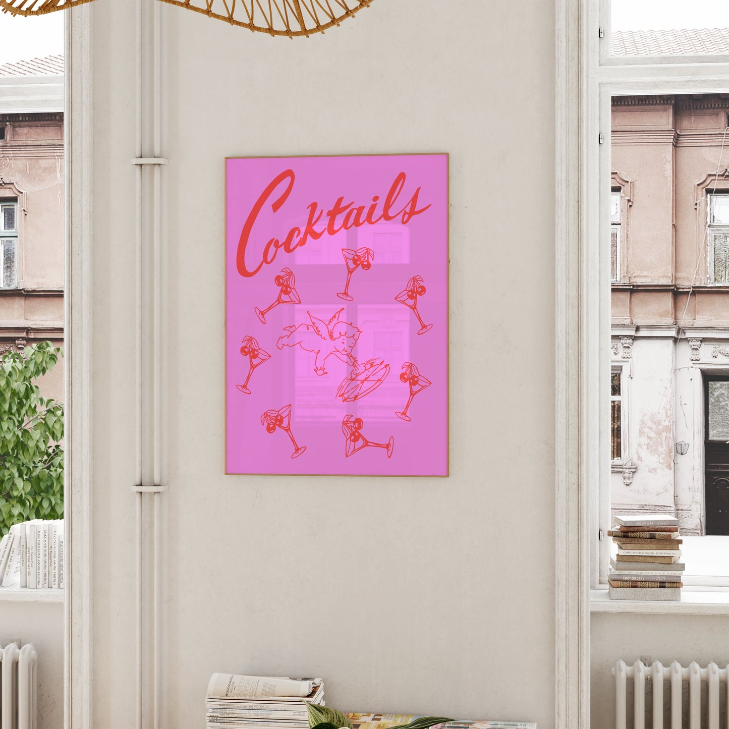 Retro Cocktail Cherub Print, Alcohol Prints, Bar Cart Art, Bar Printable Art, Cocktail Wall Art, Kitchen Wall Decor, Martini Print, Vintage
