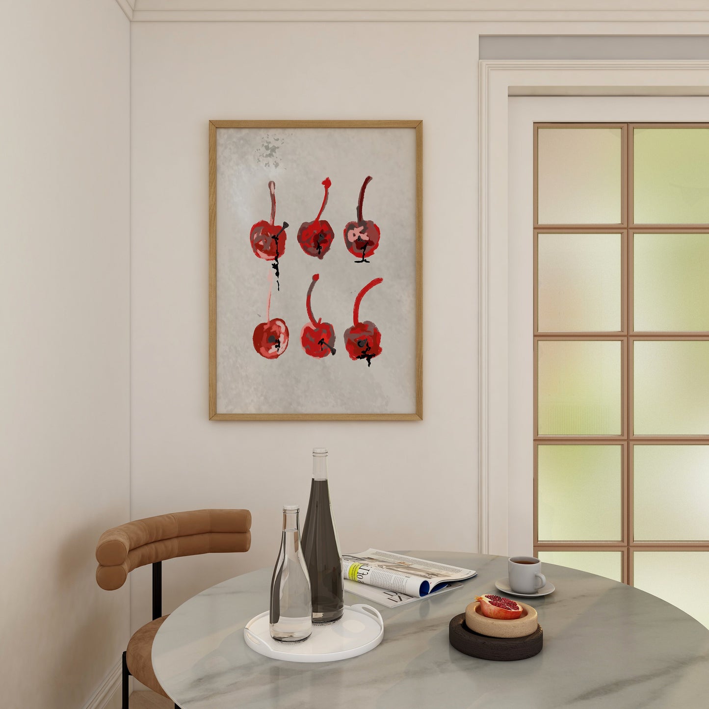 Cherries on Display Digital Print, Food Prints, Bar Cart Art, Bar Printable Art, Cocktail Wall Art, Kitchen Wall Decor, Cherry Print, Abstract