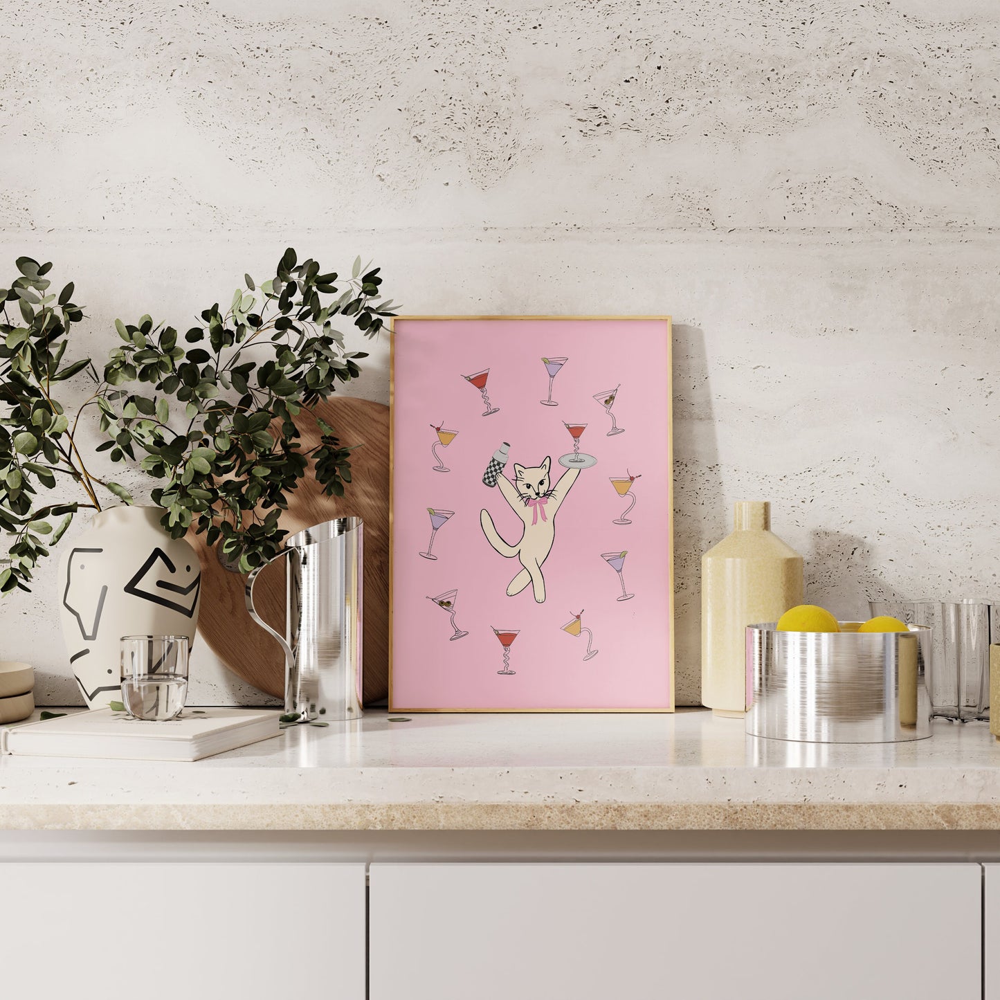 Cocktail Kitten Print