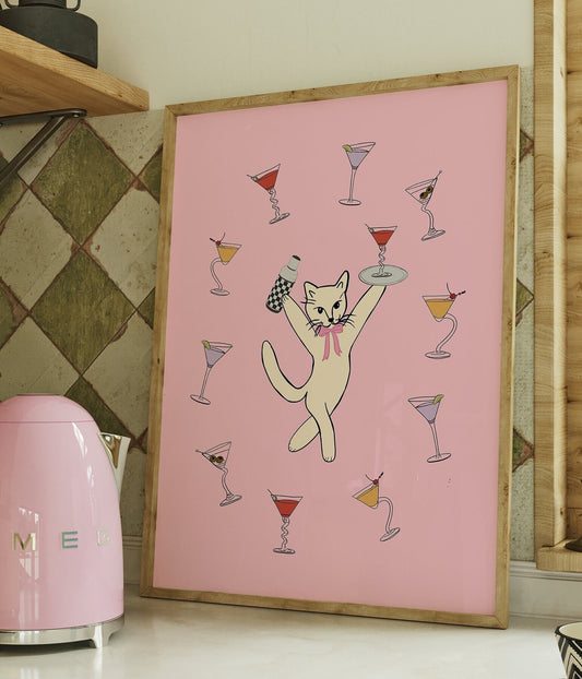 Cocktail Kitten Print